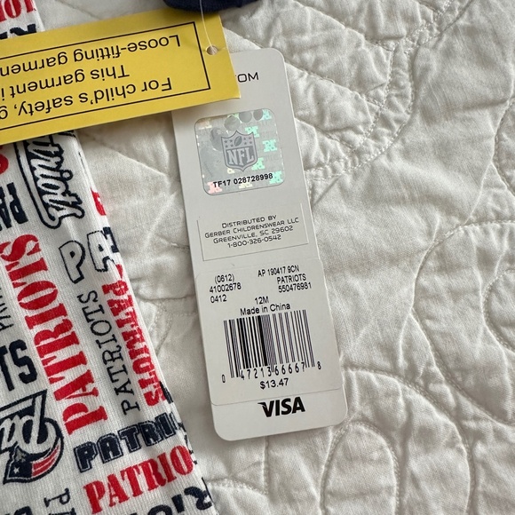 NWT NFL Team Apparel New England Patriots Baby Sleeper Onesie 12 Months - Picture 4 of 9